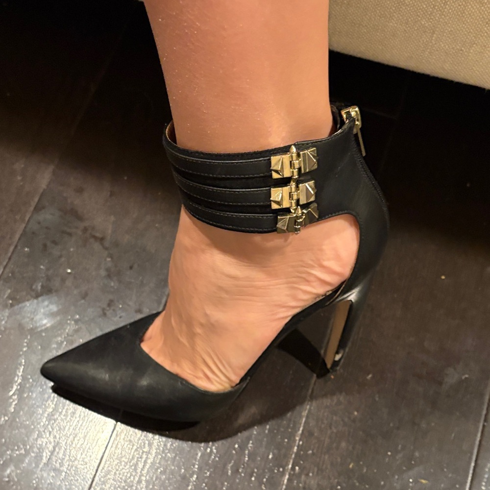 Elegant Black Ankle Strap Heels